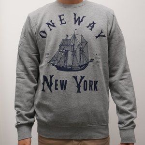 New York Nautical Graphic Printed Grey Crewneck Sweatshirt - Size S